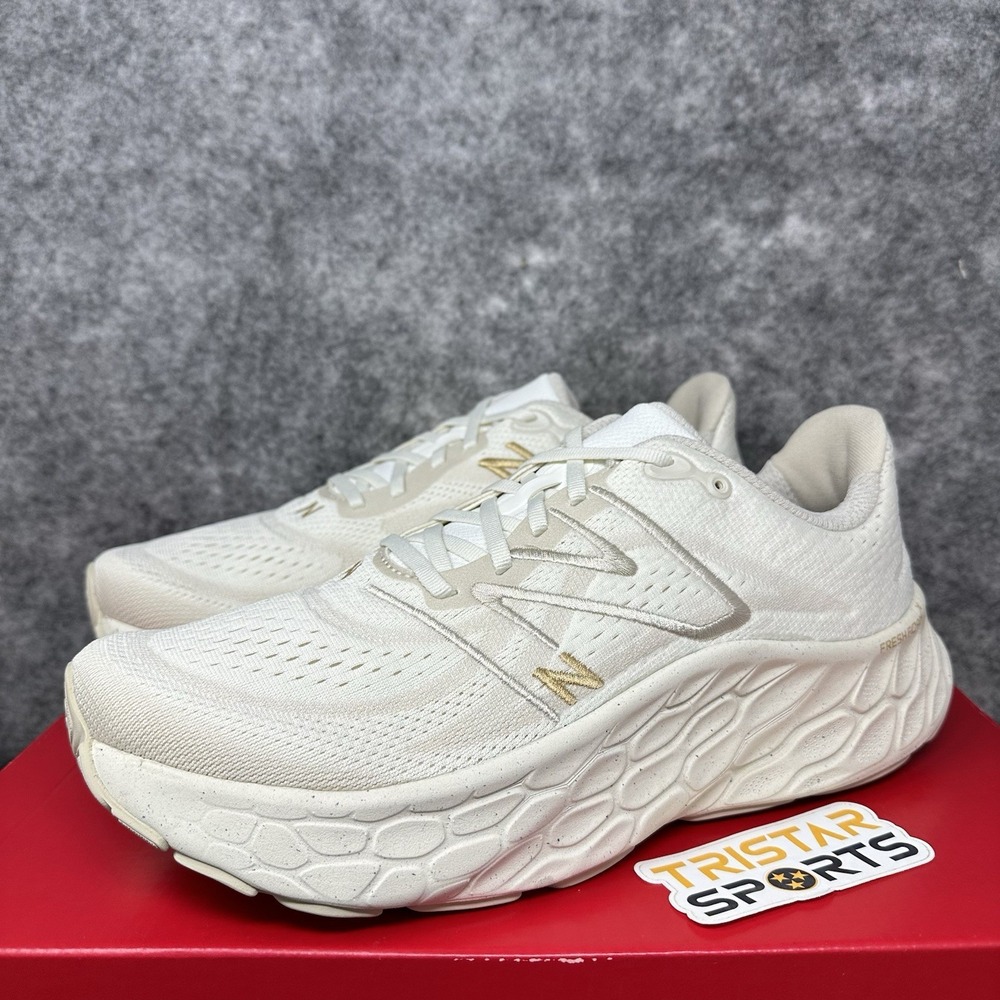 New Balance Fresh Foam X More V4 Running Shoes Womens Sz 12 Beige White WMORWS4